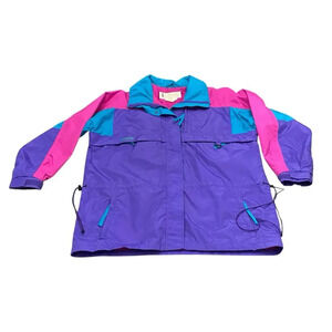 Columbia Sportswear RS Windbreaker Pink Purple Teal Retro 80s 90s Jacket Size XL